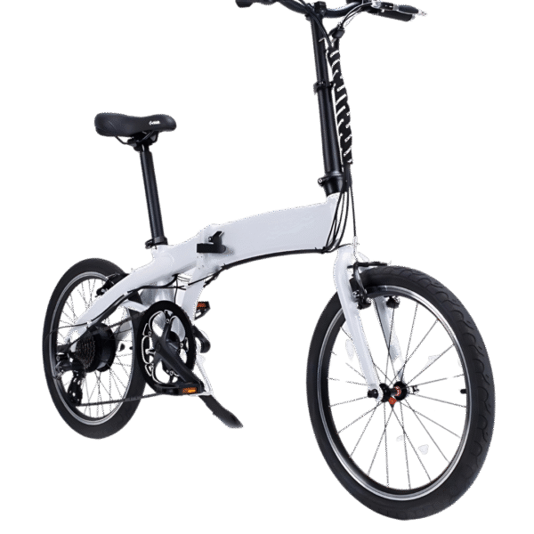 A picture of a white coloured FF1 E-Bike facing front right diagonally