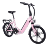 A picture of a pink coloured SIGMA FF2 Foldable E-Bike facing front right diagonally